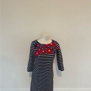 Talbots Navy and White Striped Dress